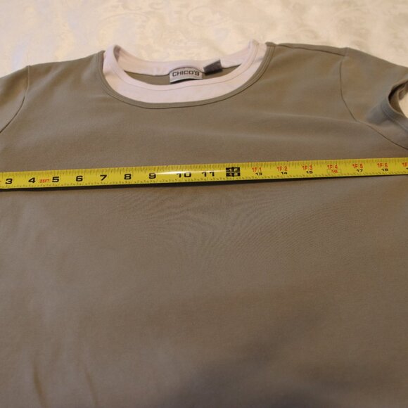 Chico's Green and White Short Sleeve Layered Look Tee Size 2 (US Large) - Picture 5 of 10